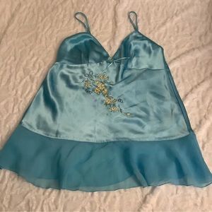Secret Treasures Women Lingerie Top Sz L Retro 2000s Embroidered Y2K Sheer